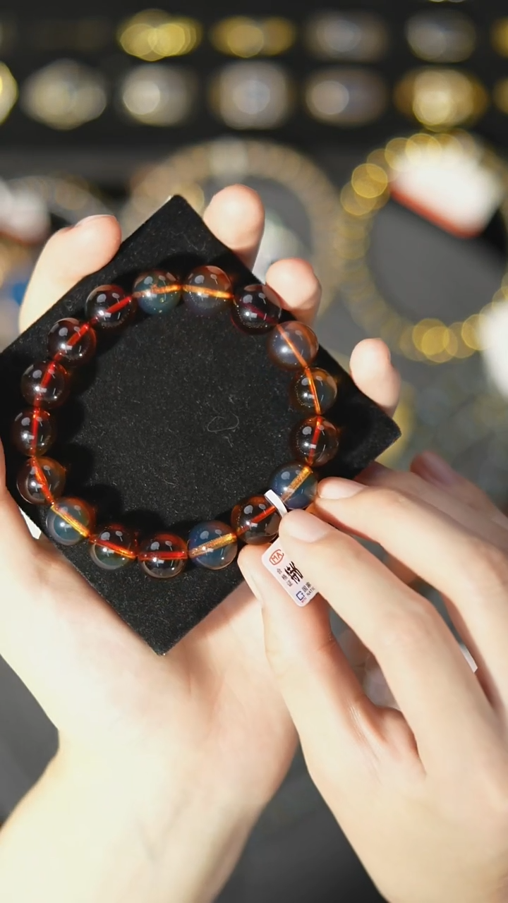 【闪购商品】琥珀裸石未镶嵌微瑕特价12mm红蓝单圈