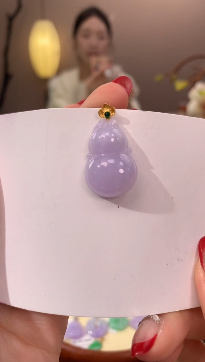 【闪购商品】翡翠颈饰18K金镶嵌天然缅甸a货翡翠