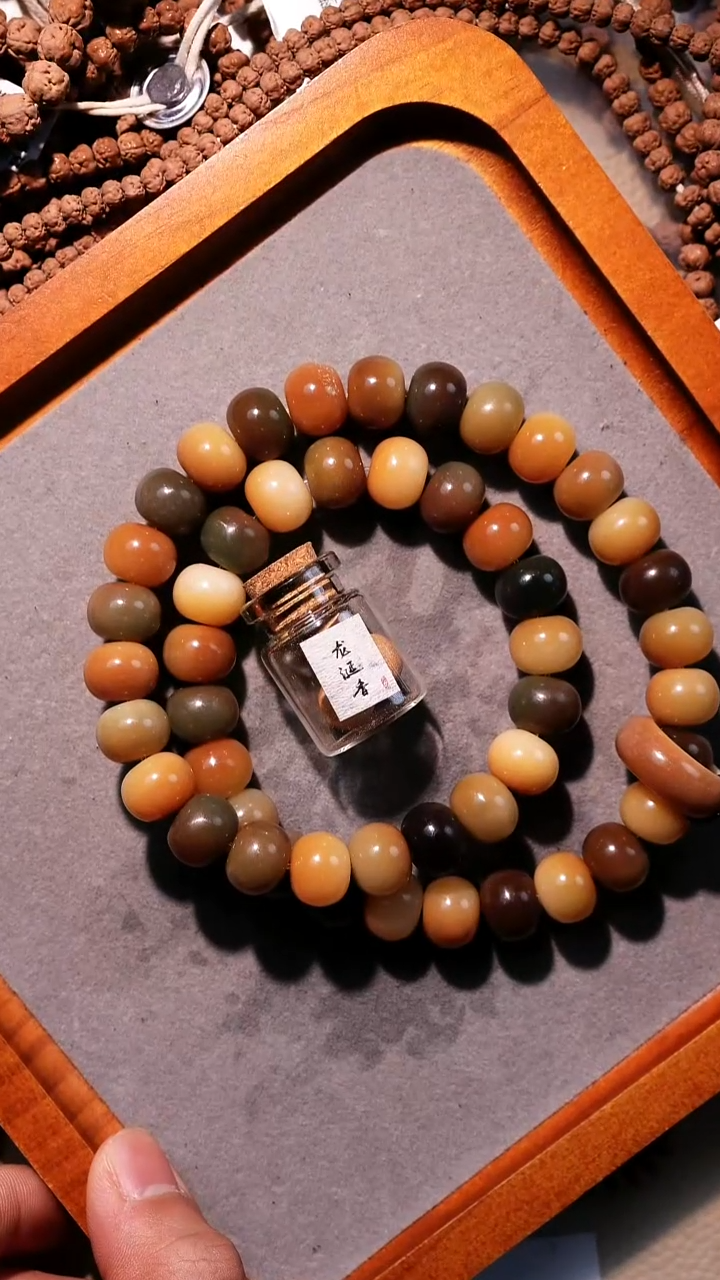 手串菩提根/象牙果【纹道】七彩菩提根手持双圈13mm±