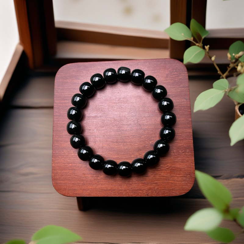 精美和田玉黑青9*10鼓珠手串经典百搭