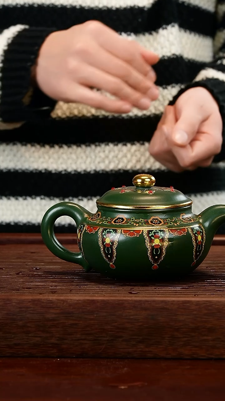 茶壶紫砂绿泥仿古壶430cc左右