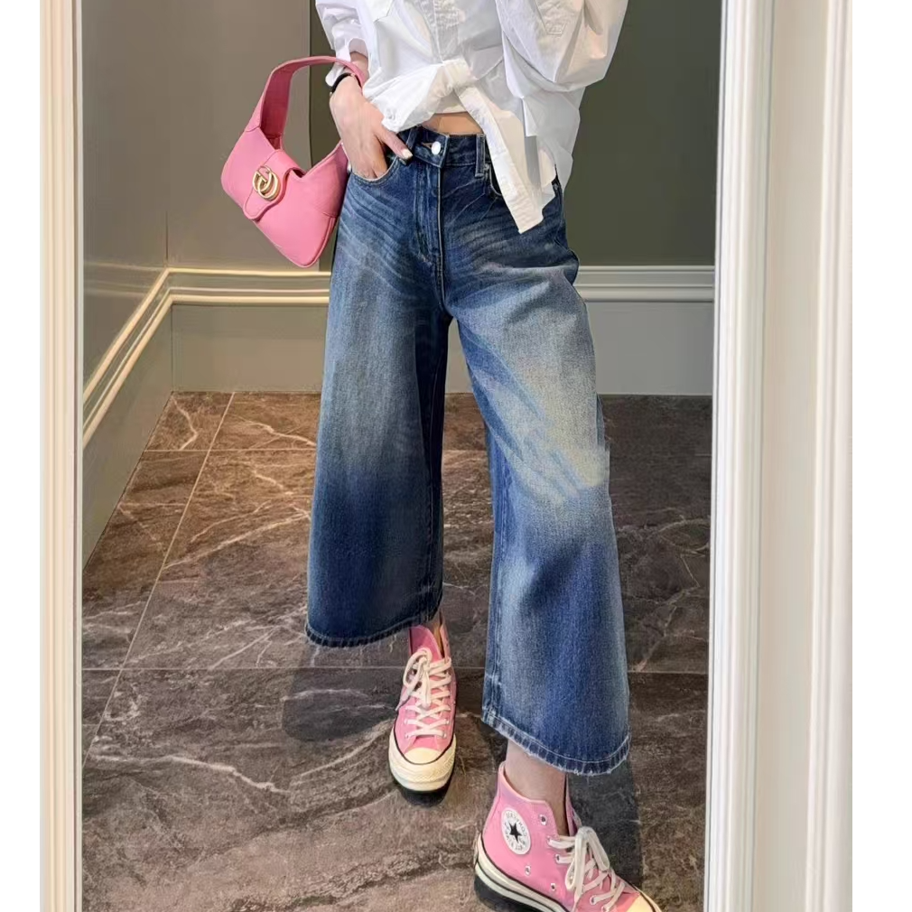 SU【331】花503 愫燕  今年超火的八分阔腿牛仔裤2025春季新款爆