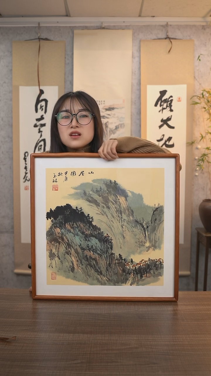 【闪购商品】国画汤老师《山居图》带框50*50 hk