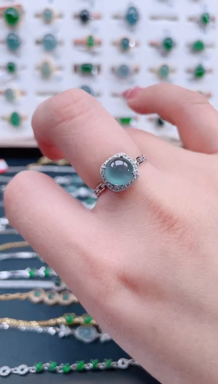 银S925镶嵌戒指翡翠天然翡翠