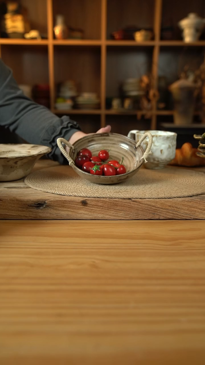 奶咖系列的6英寸麻绳小提篮1个