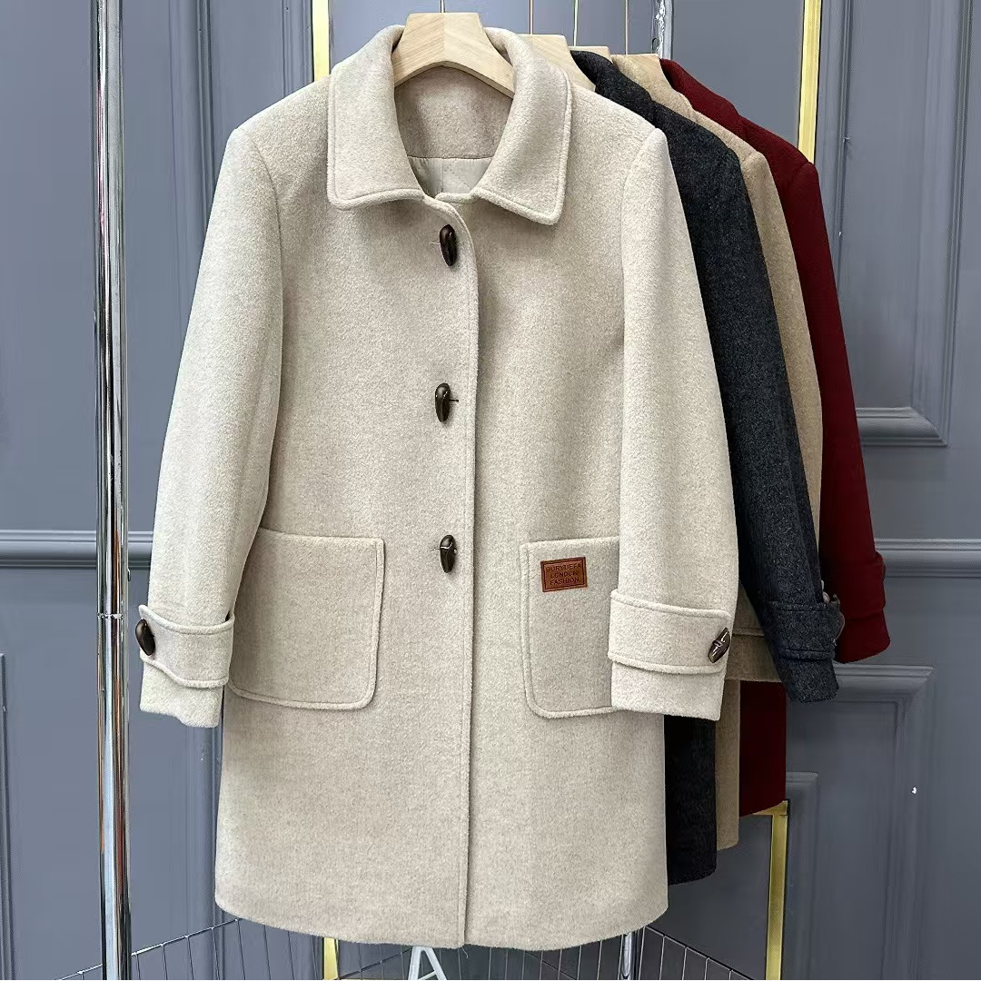 加棉加厚2025秋冬新款女韩版显瘦中长款羊毛大衣女毛呢外套8822