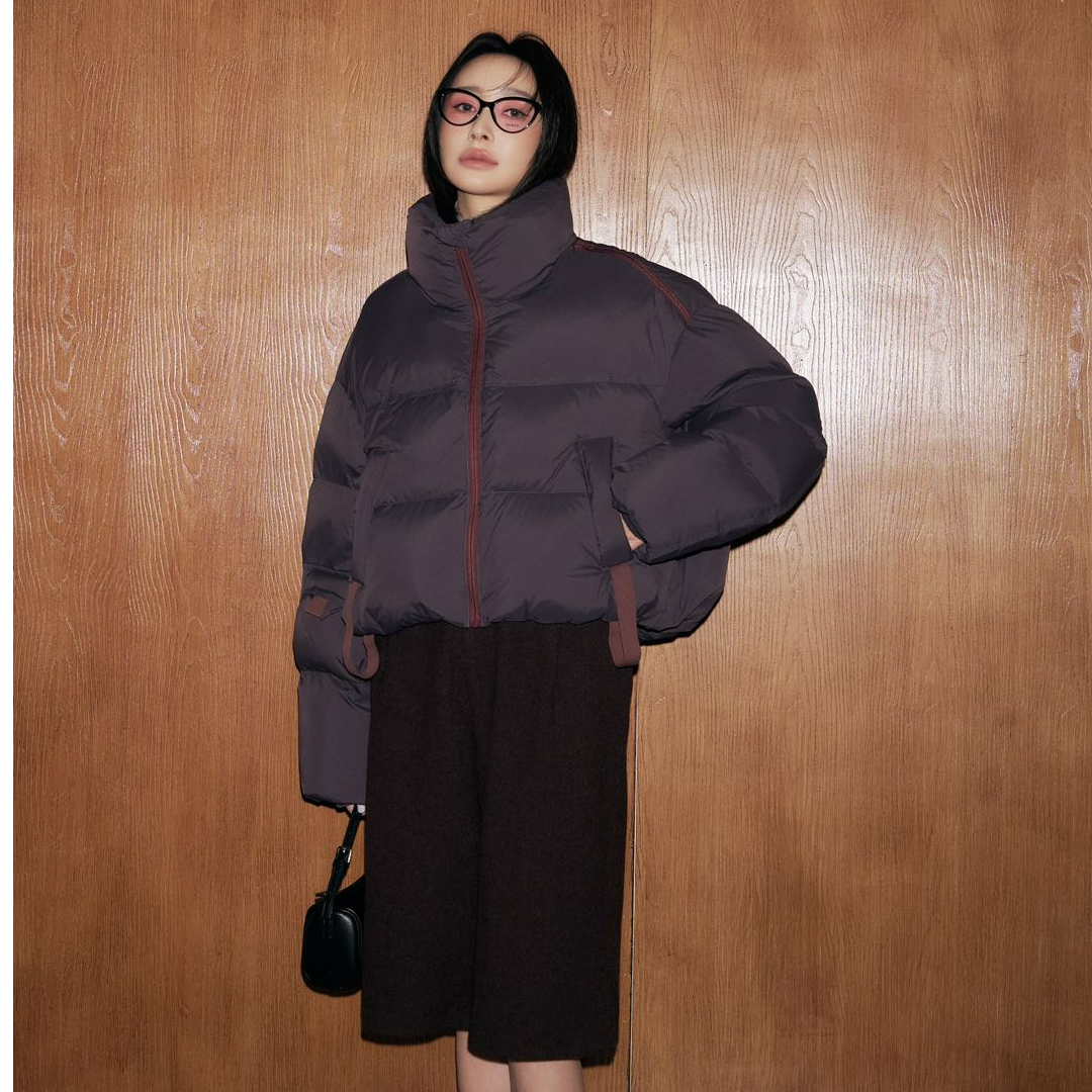 Basic House/百家好MM冬季新款百搭时尚廓形立领保暖羽绒服0112