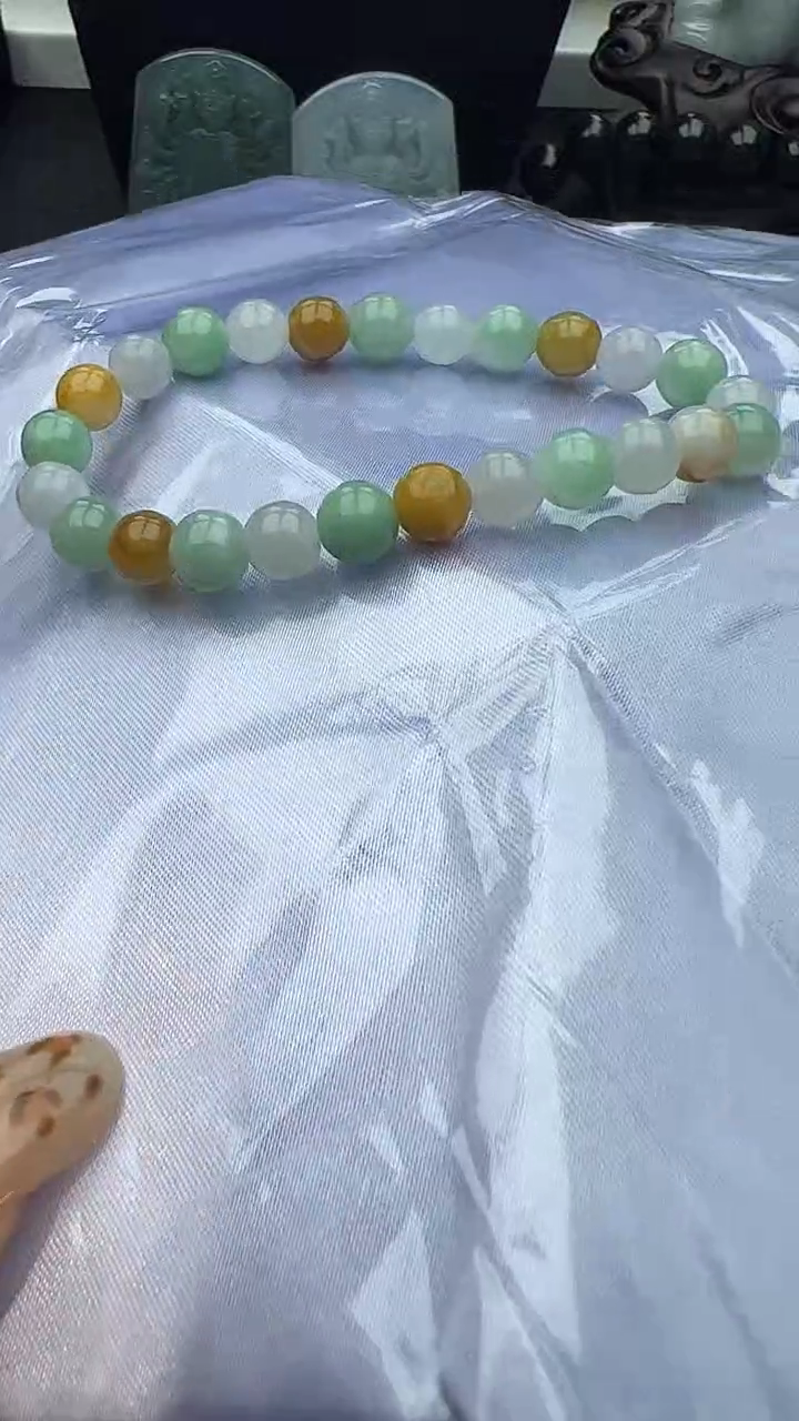 未镶嵌手串翡翠玉珠卡7.6