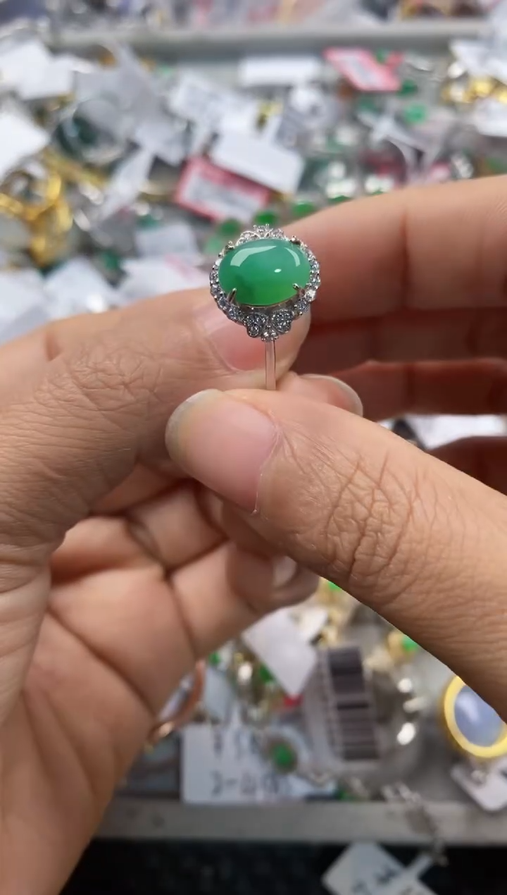 银S925镶嵌戒指翡翠2222----1
