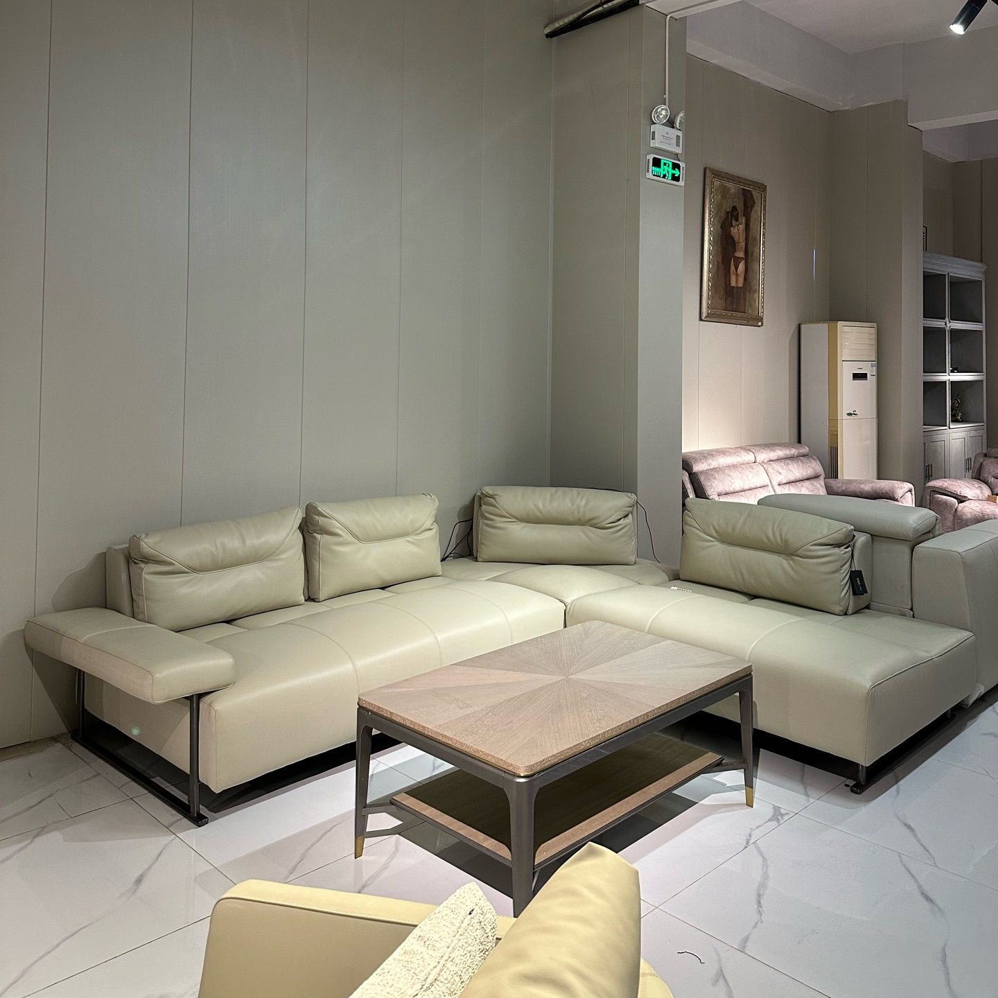 【包邮】古驰仕系列转角功能沙发接触面头层牛皮3070*2500*800H