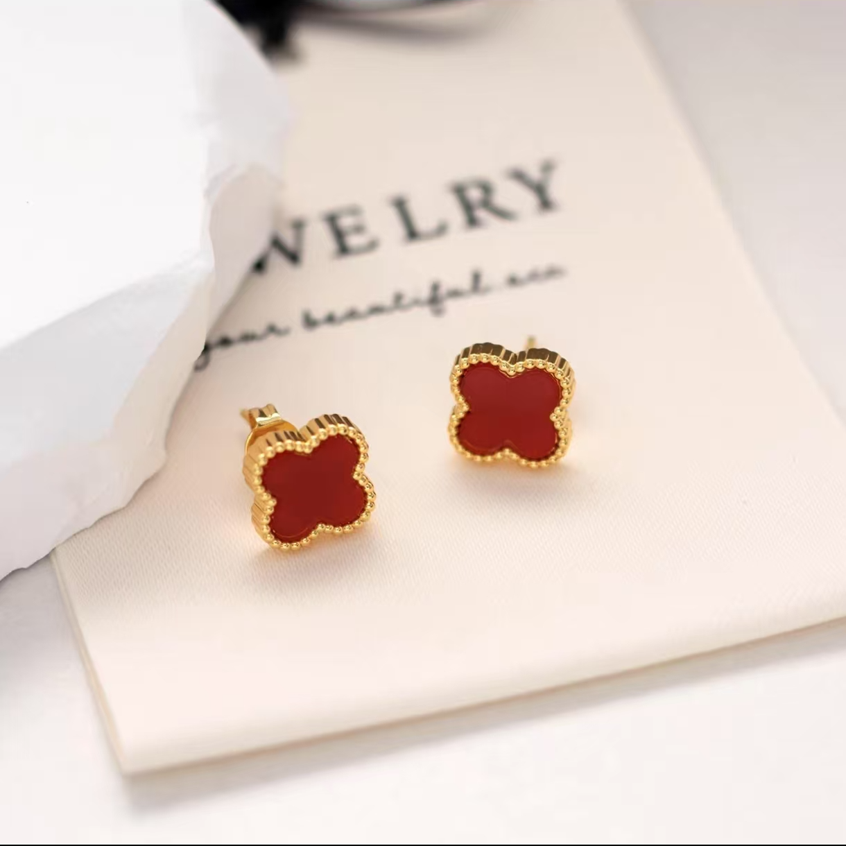 合金耳饰 精工耳饰 四叶草耳钉