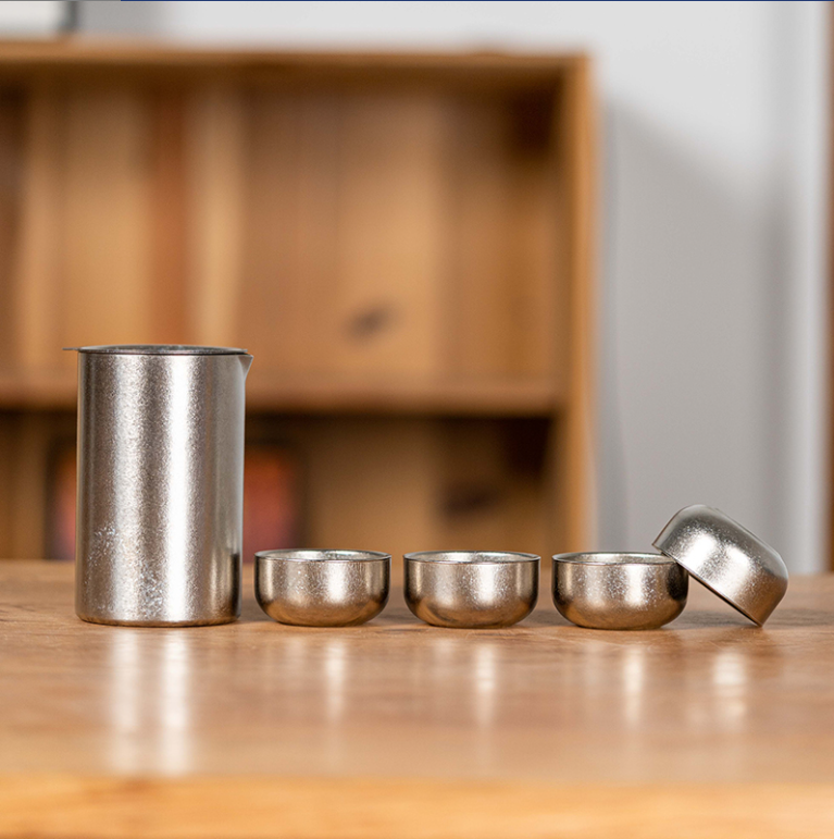 G3794-纯钛鹰嘴一壶四杯旅行茶具