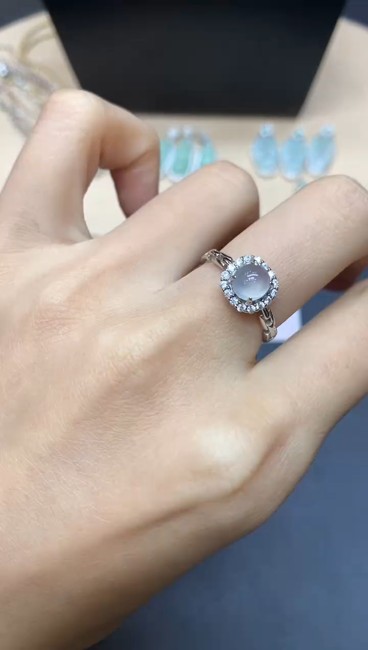 【闪购商品】翡翠戒指银S925镶嵌蛋面【多样性发其一】