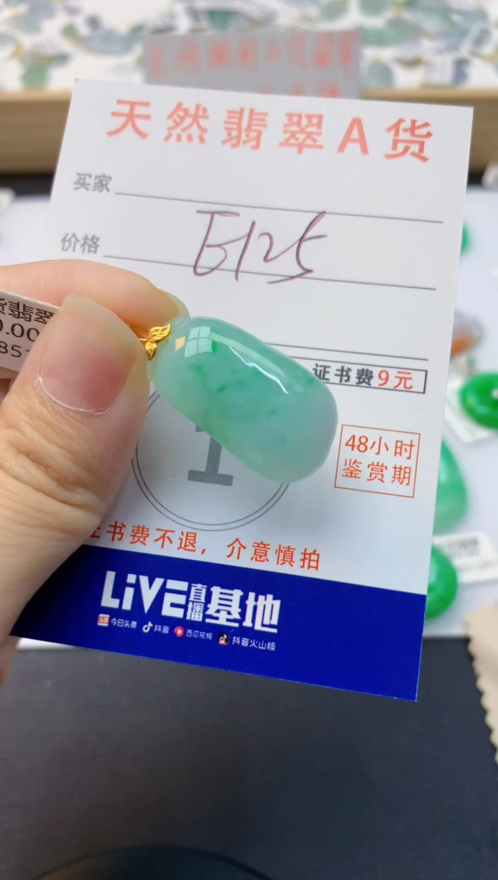 颈饰18K金镶嵌翡翠天然缅甸A货翡翠百元以上9元证书费自理
