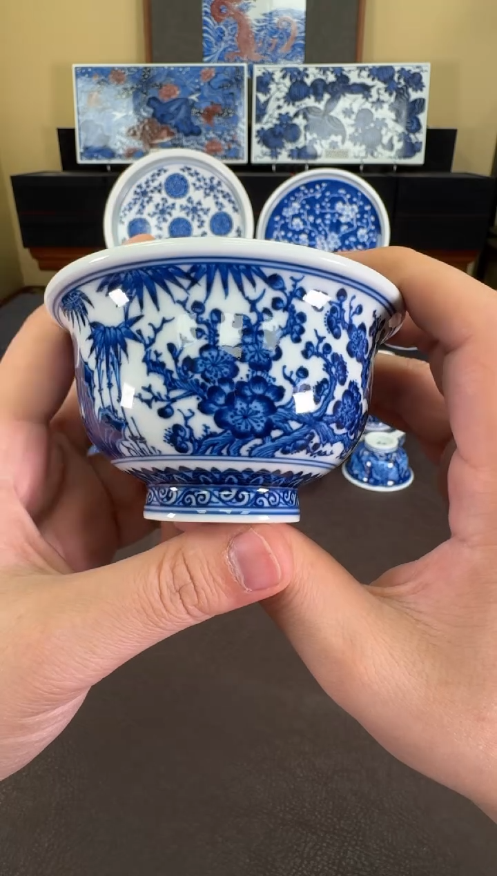 【闪购商品】瓷片羿器窑松竹梅压手杯