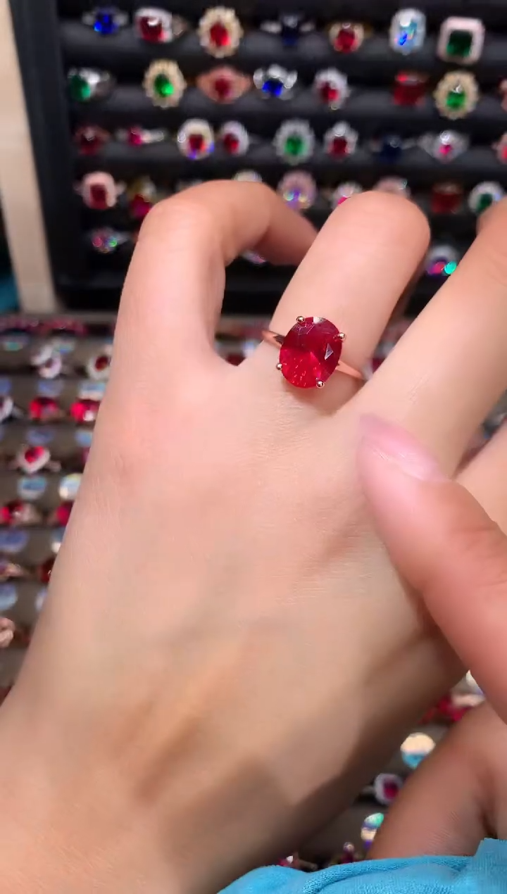 【闪购商品】红宝石戒指银S925镶嵌1012玫瑰金