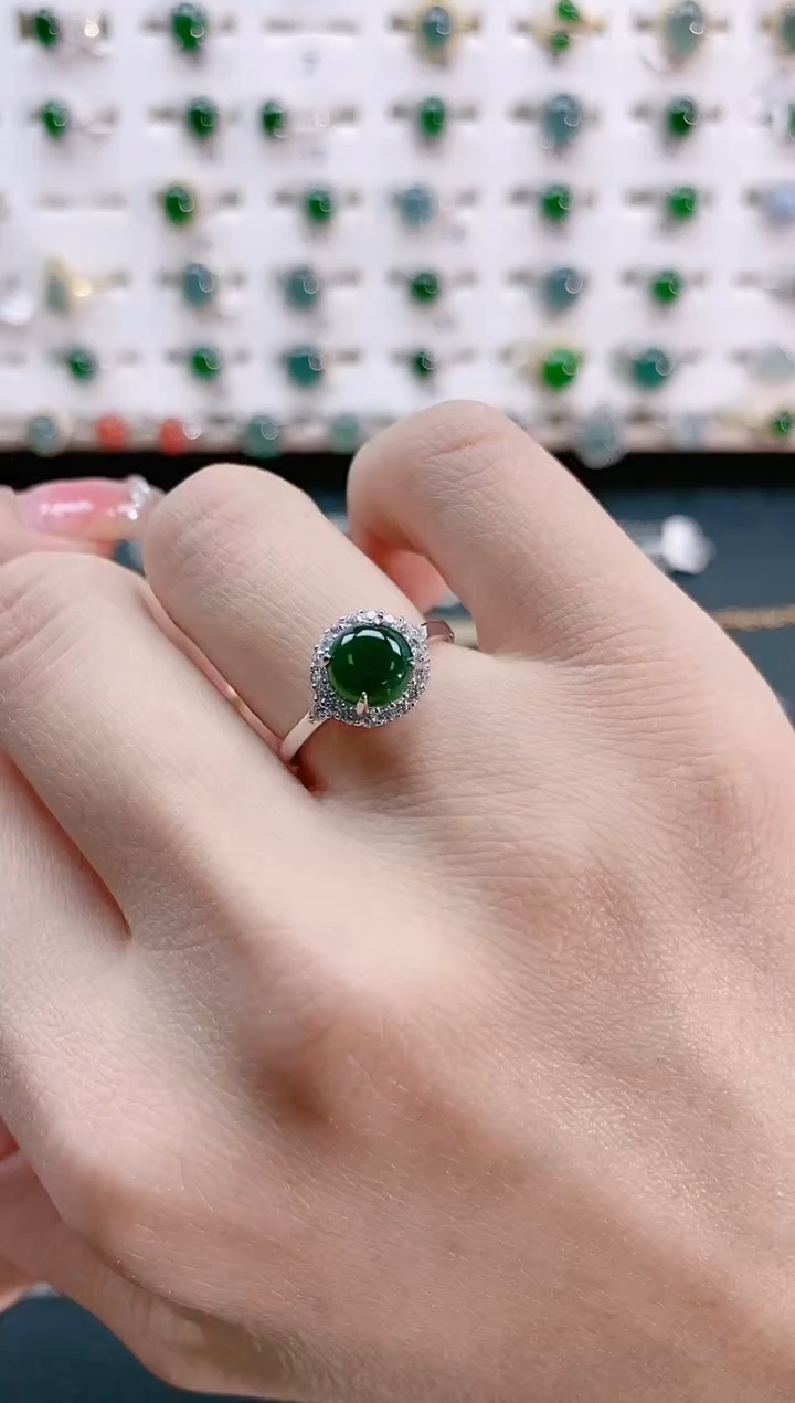 【闪购商品】翡翠戒指银S925镶嵌天然翡翠