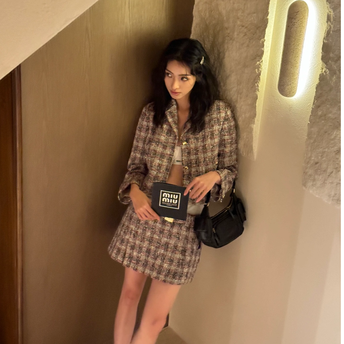 未使用 MIU MIU/缪缪  格纹印花短款长袖夹克外套csy102/40码 