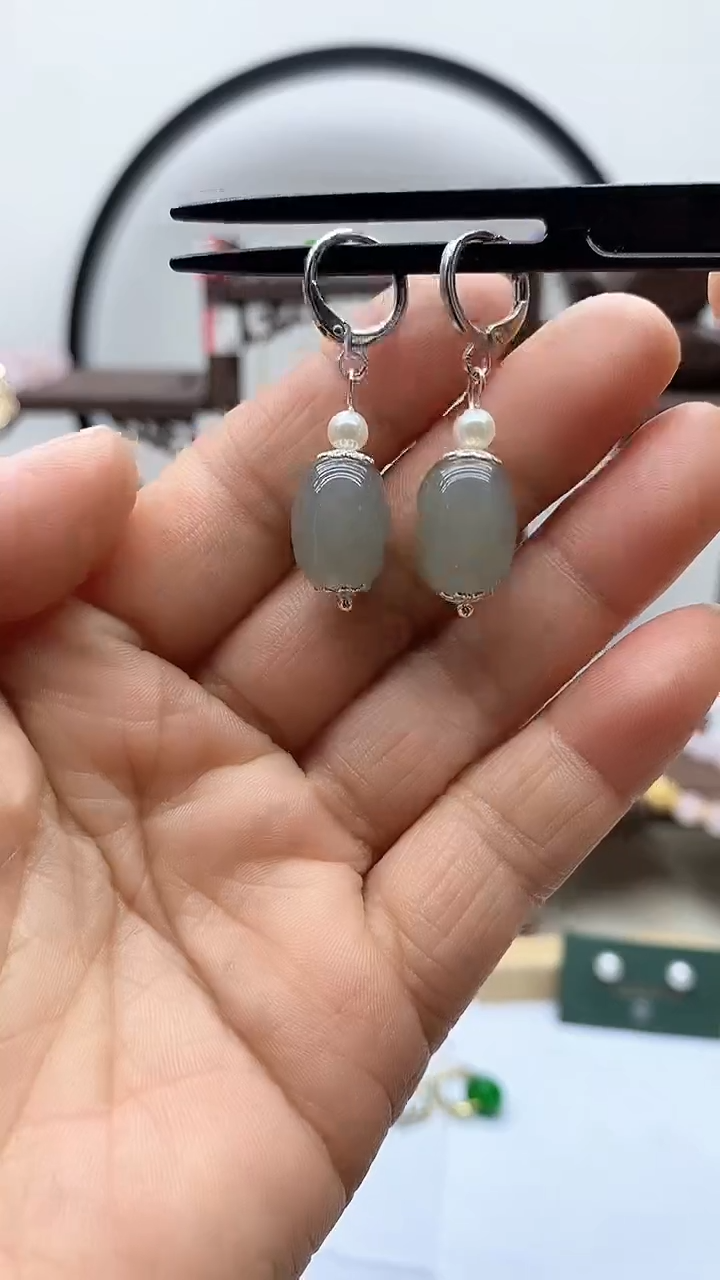 【闪购商品】和田玉耳饰银S925镶嵌60