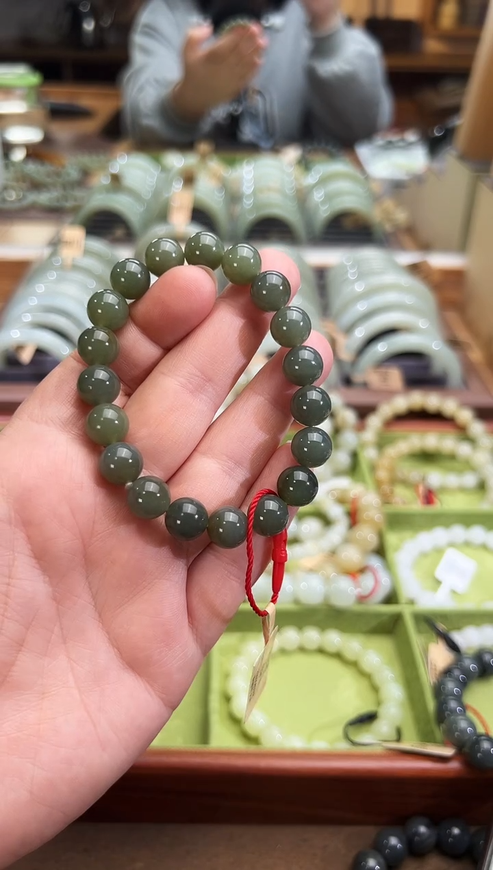 未镶嵌手串和田玉桃*?若羌料李保国矿卡10手串