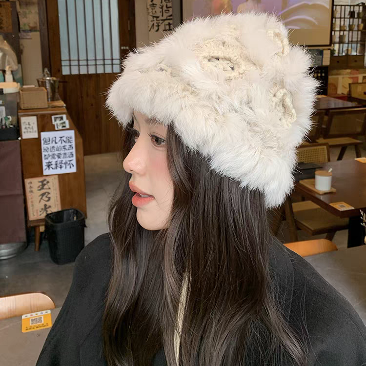 兔毛帽子女士新款