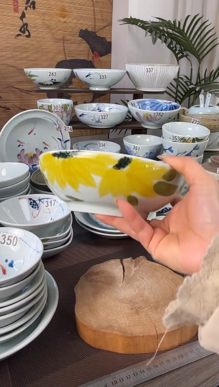 明舟大暇手绘向日葵7寸木子碗（单只装）