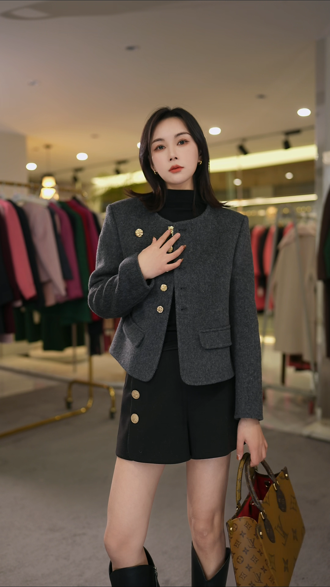 A019新款轻奢高级气质毛呢外套25D019