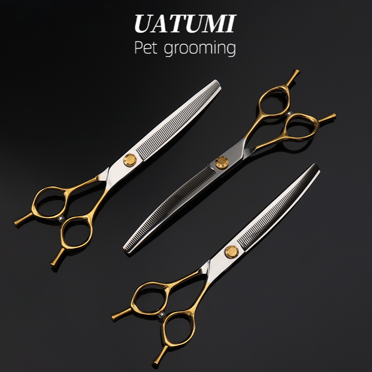 UATUMI 专业宠物美容弯牙剪vg10钢 7.5寸狗狗专用弯牙剪