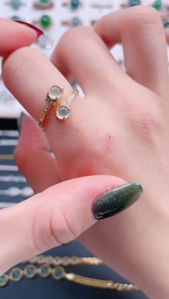 银S925镶嵌戒指翡翠天然翡翠