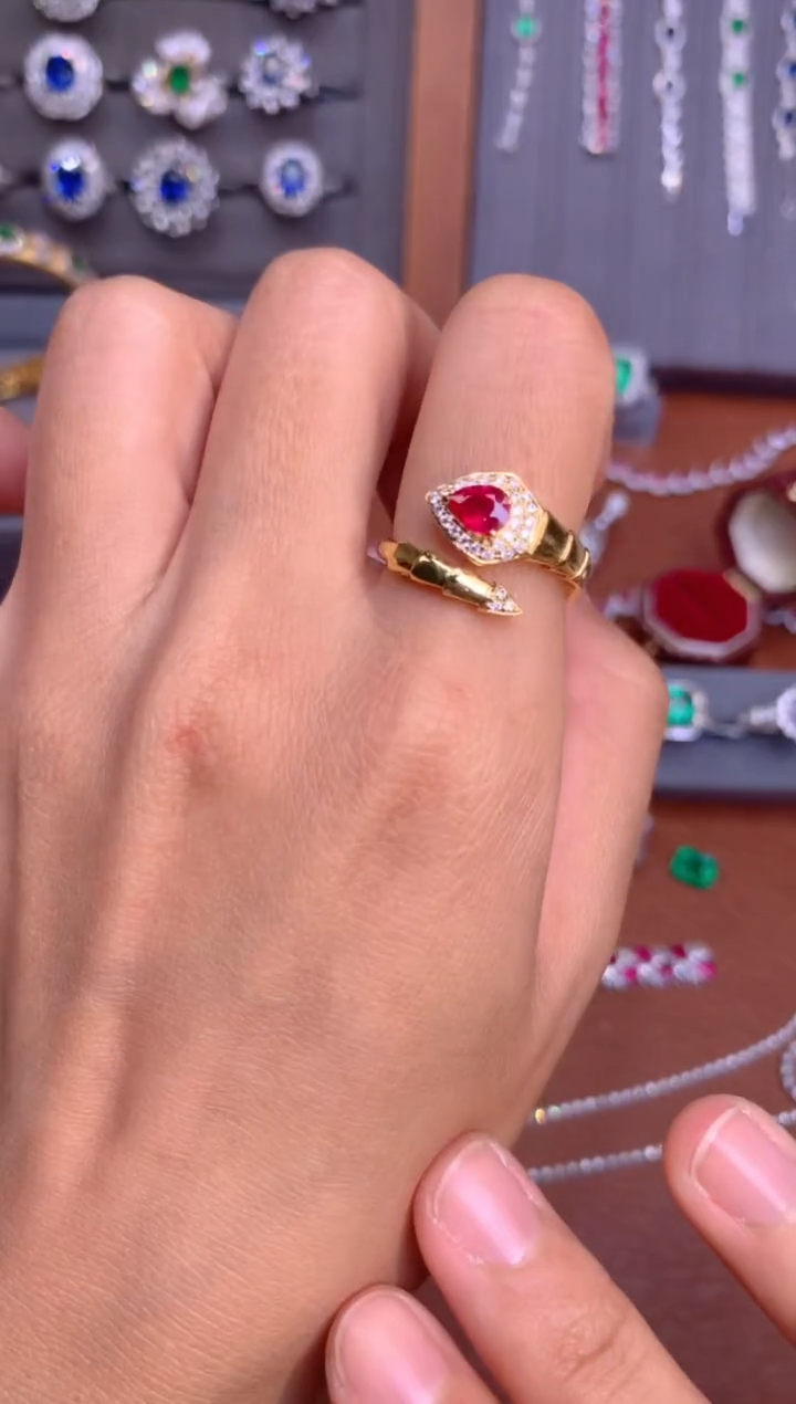 【闪购商品】红宝石吊坠(不含链)18K金镶嵌0.50CT