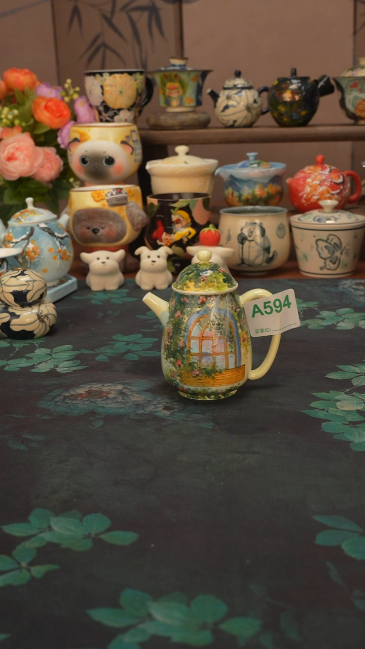 石一   玫瑰花窗壶594