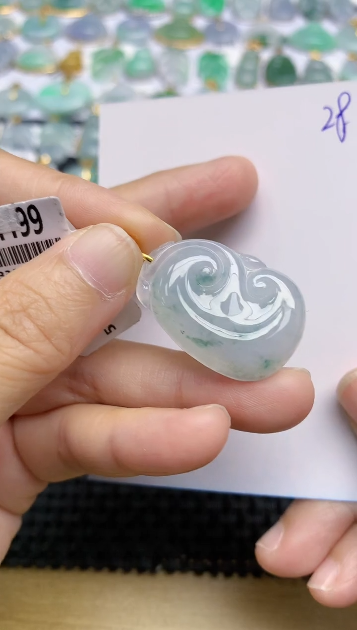 【闪购商品】翡翠挂件18K金镶嵌天然A货翡翠 28