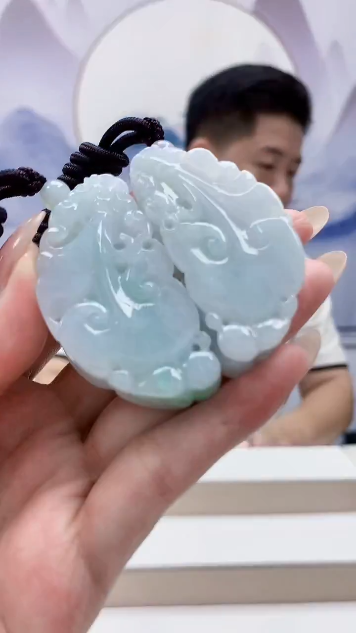 未镶嵌定制翡翠4917MM-毛货两件挂件121