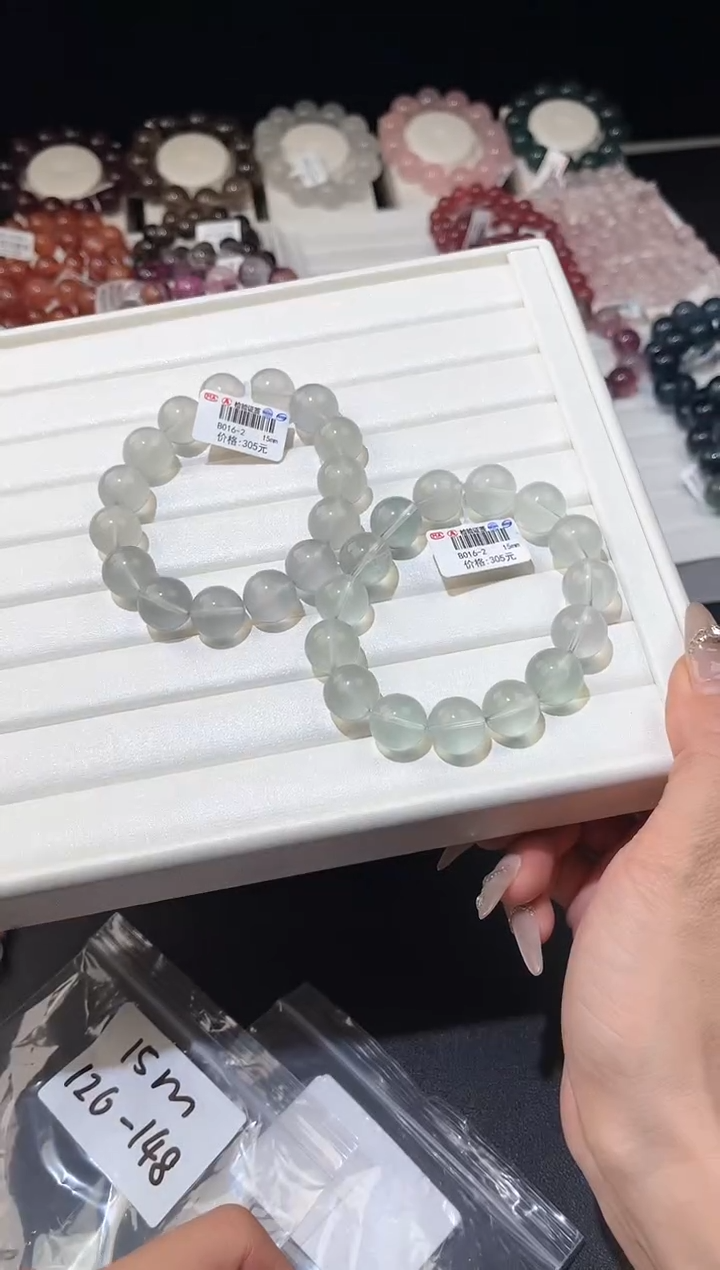 【闪购商品】萤石手链未镶嵌多样性发一奶绿14mm