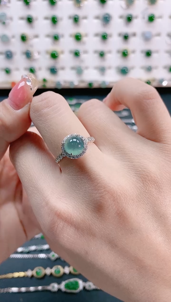 【闪购商品】翡翠戒指银S925镶嵌天然翡翠