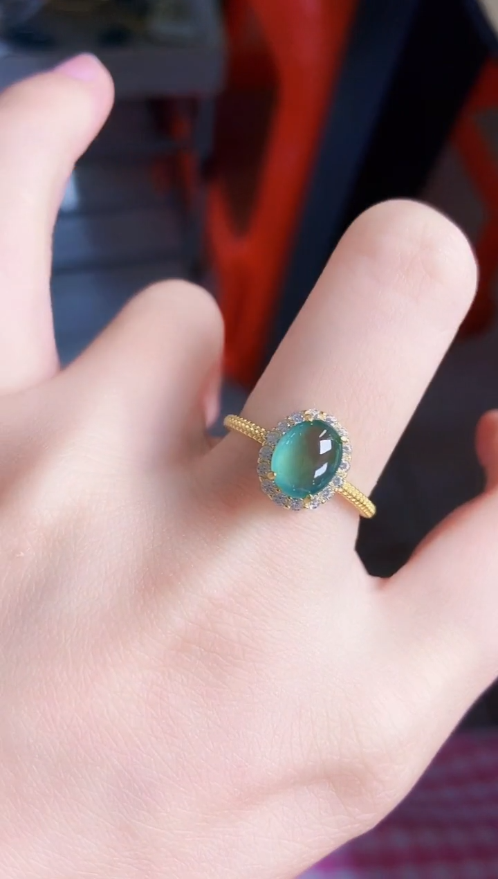 【闪购商品】翡翠银S925镶嵌戒指6465441