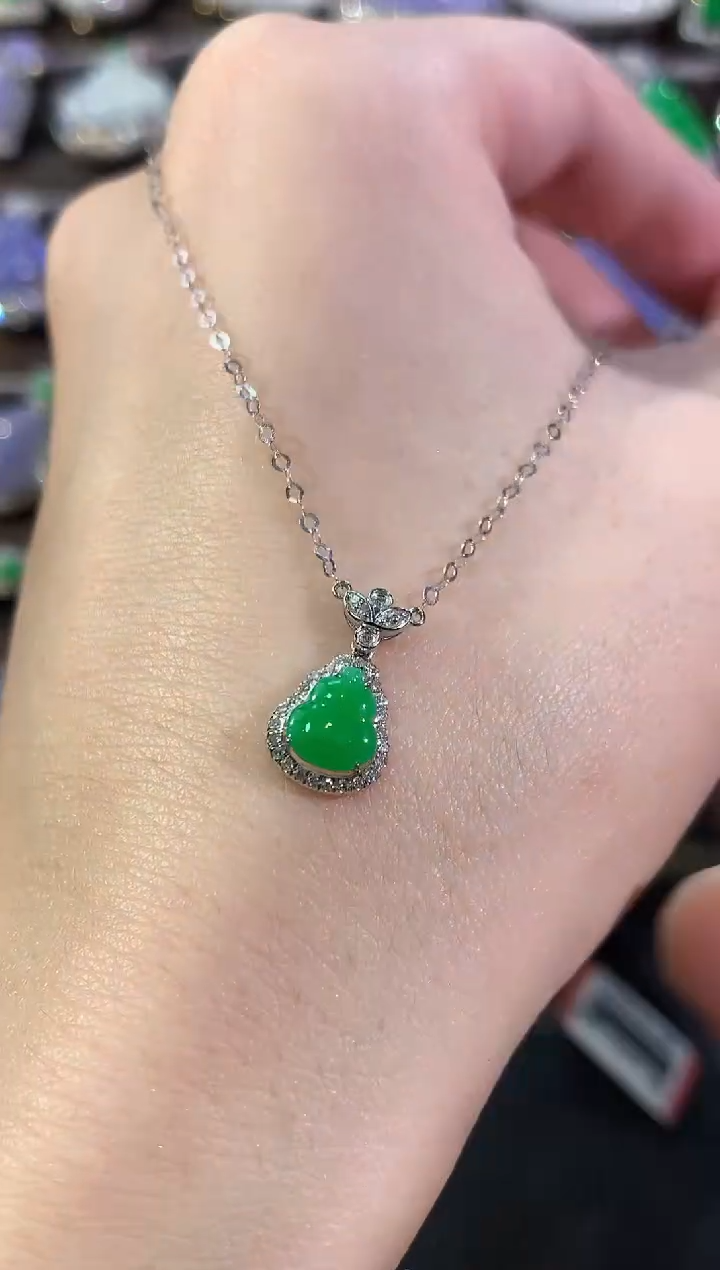 套链18K金镶嵌翡翠冬日珠宝多样性发货一件E15