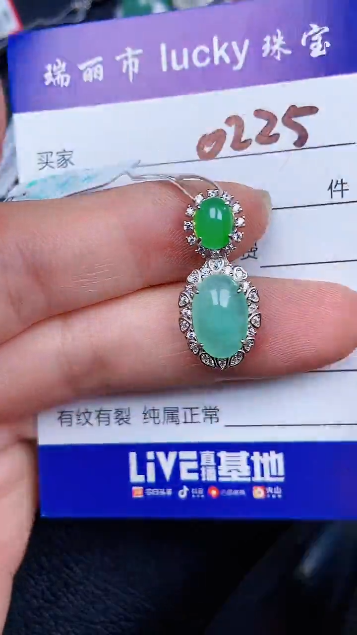 颈饰银S925镶嵌翡翠0225