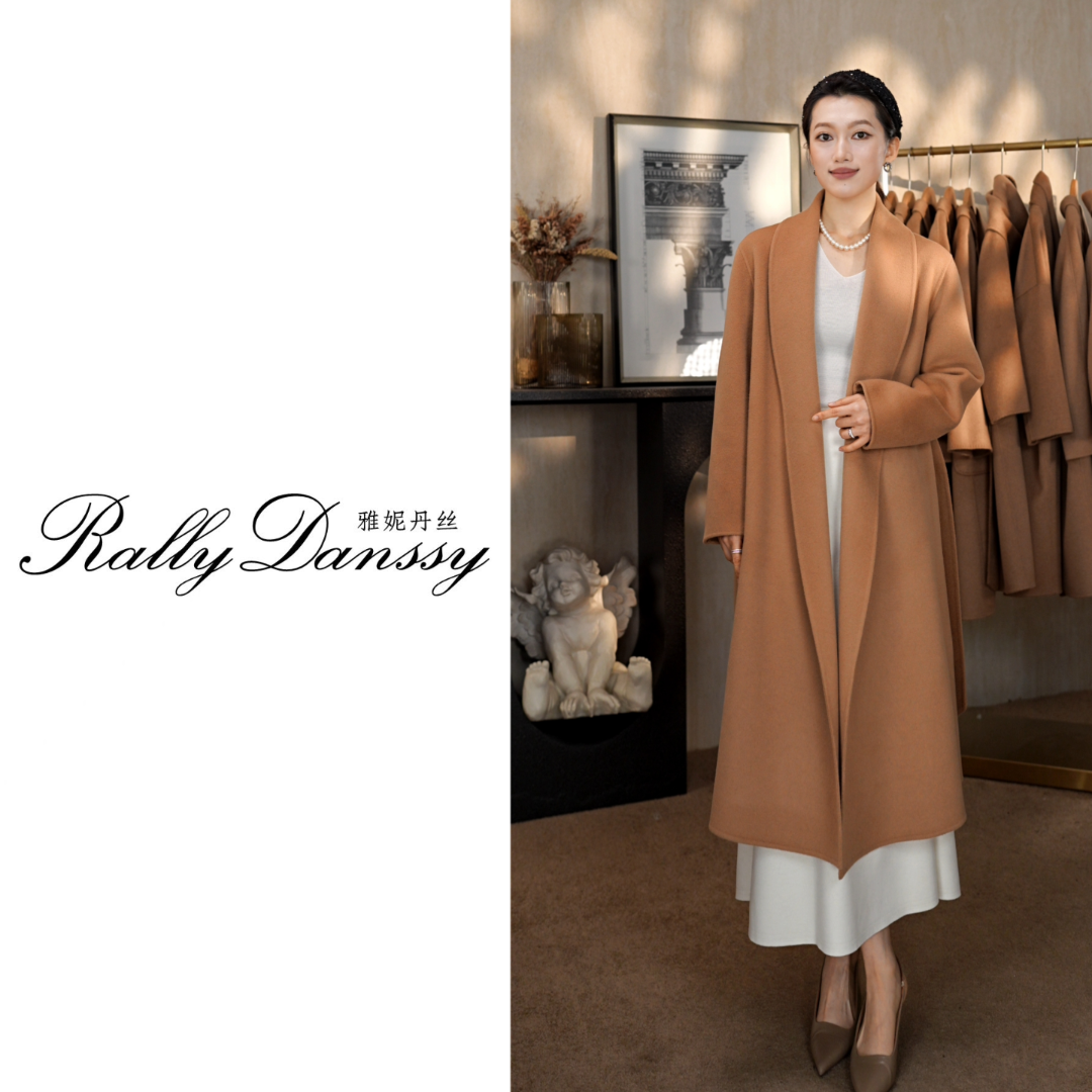 山羊绒大女主青果领长款经典双面手工大衣气质优雅女神显高