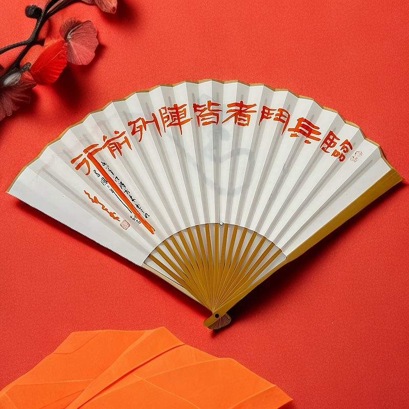 颜玉利老师手写书法玉竹折扇隶书《九字真言》9.5寸18方2.0排口