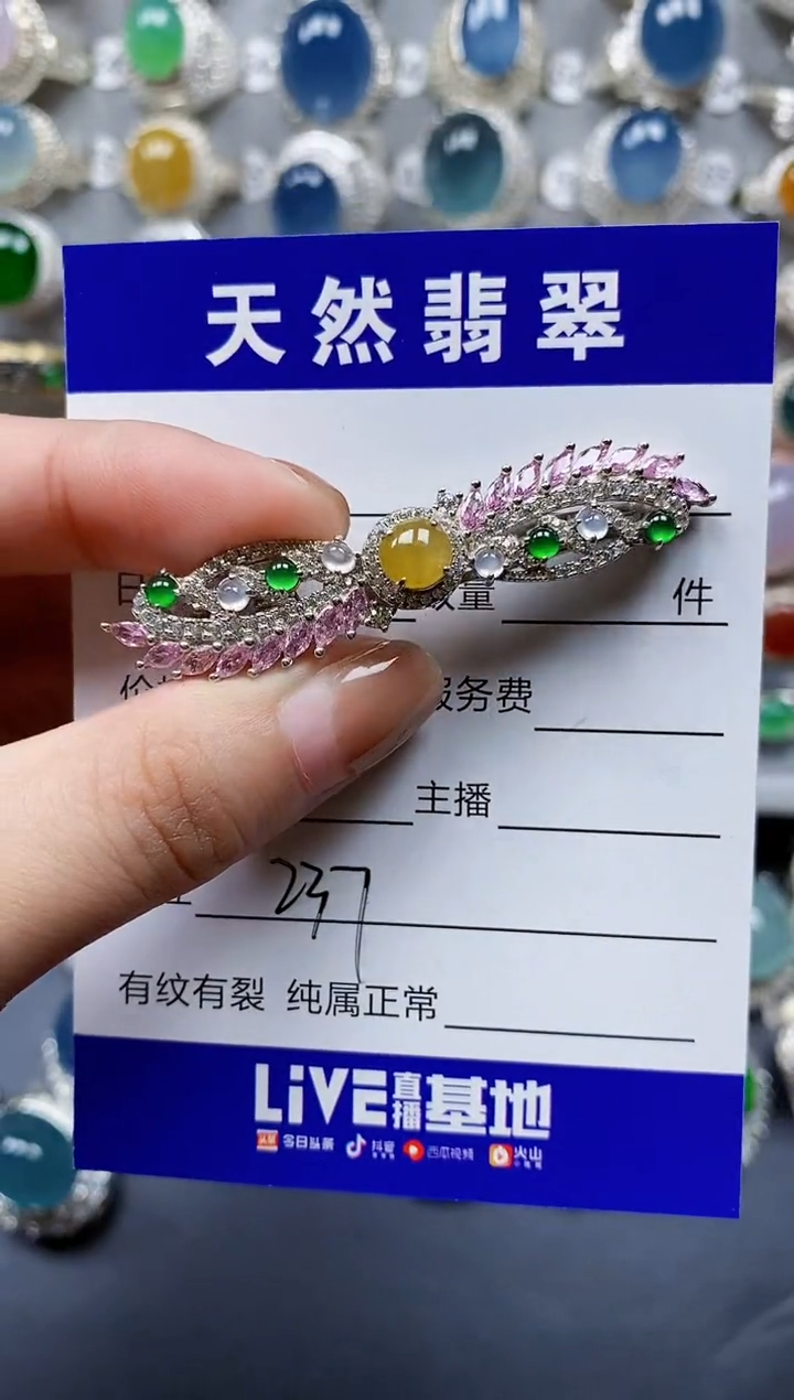 翡翠银S925镶嵌颈饰0237