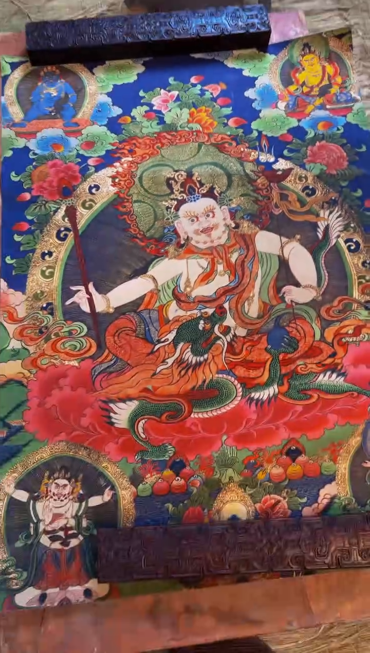 装裱画精品手绘唐卡链接--A062白财神