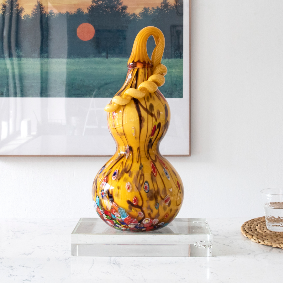 【奇居腾飞】琉璃富贵宝葫芦/福录瓶摆件茶金色#LSA-408