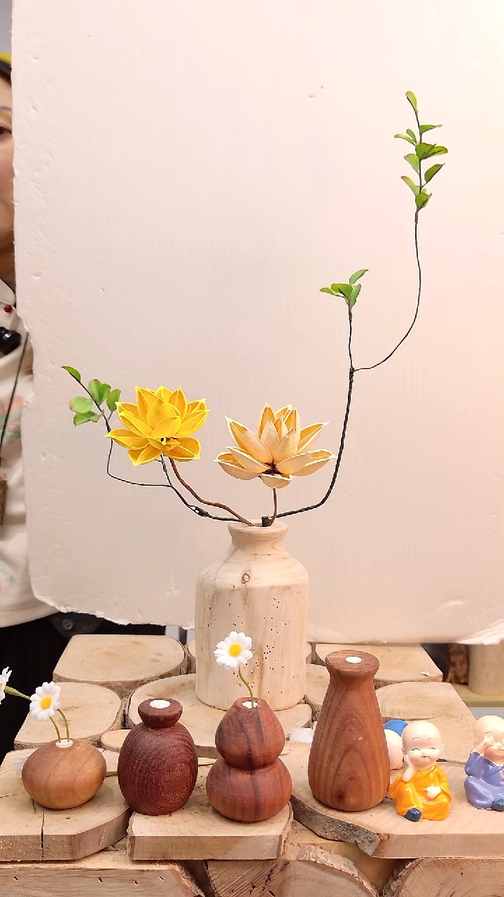 木实木花瓶配花一套