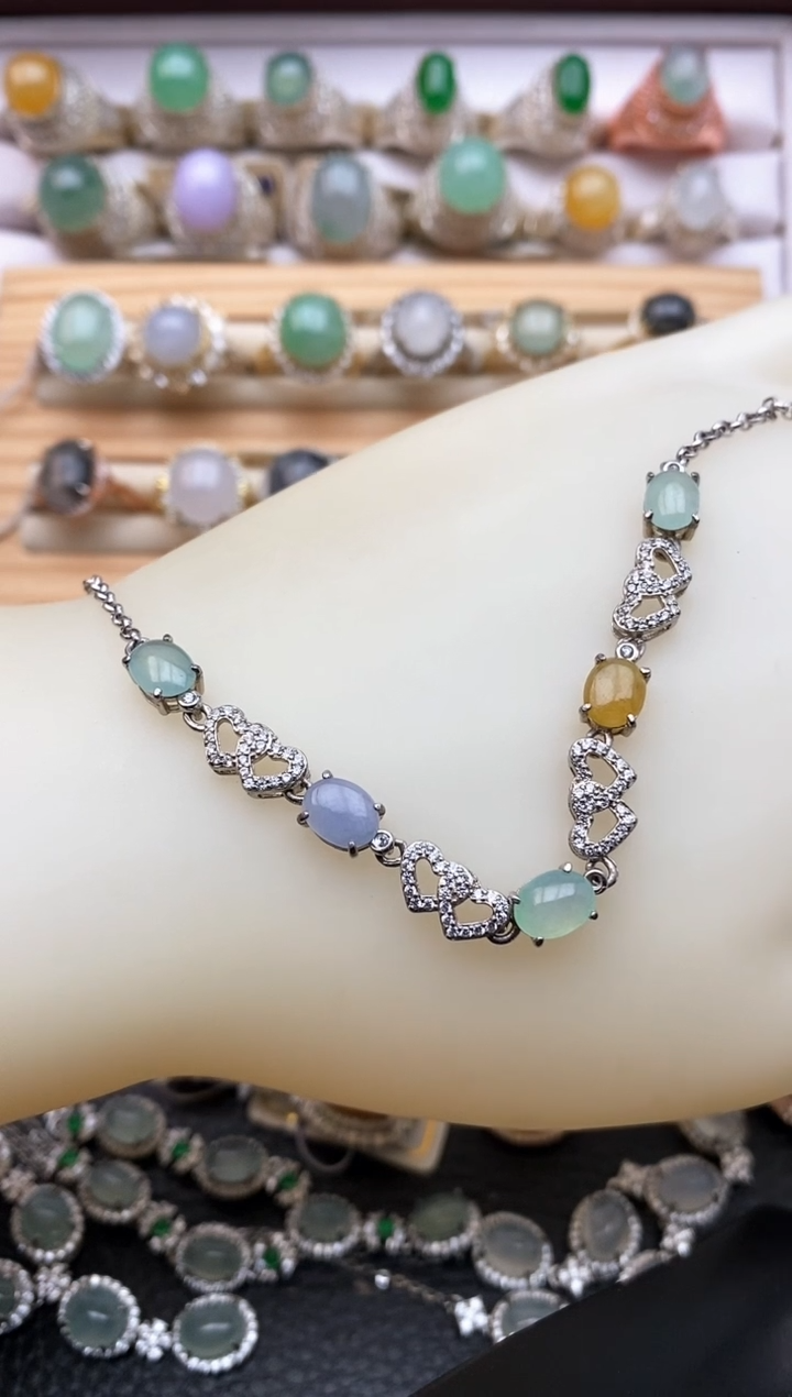 【闪购商品】翡翠手链银S925镶嵌2311