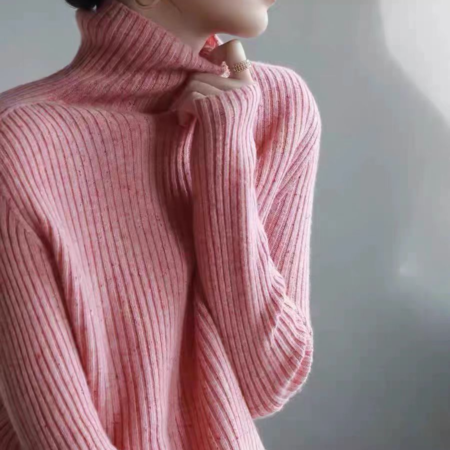 100羊毛针织常规宽松型堆堆领打底衫