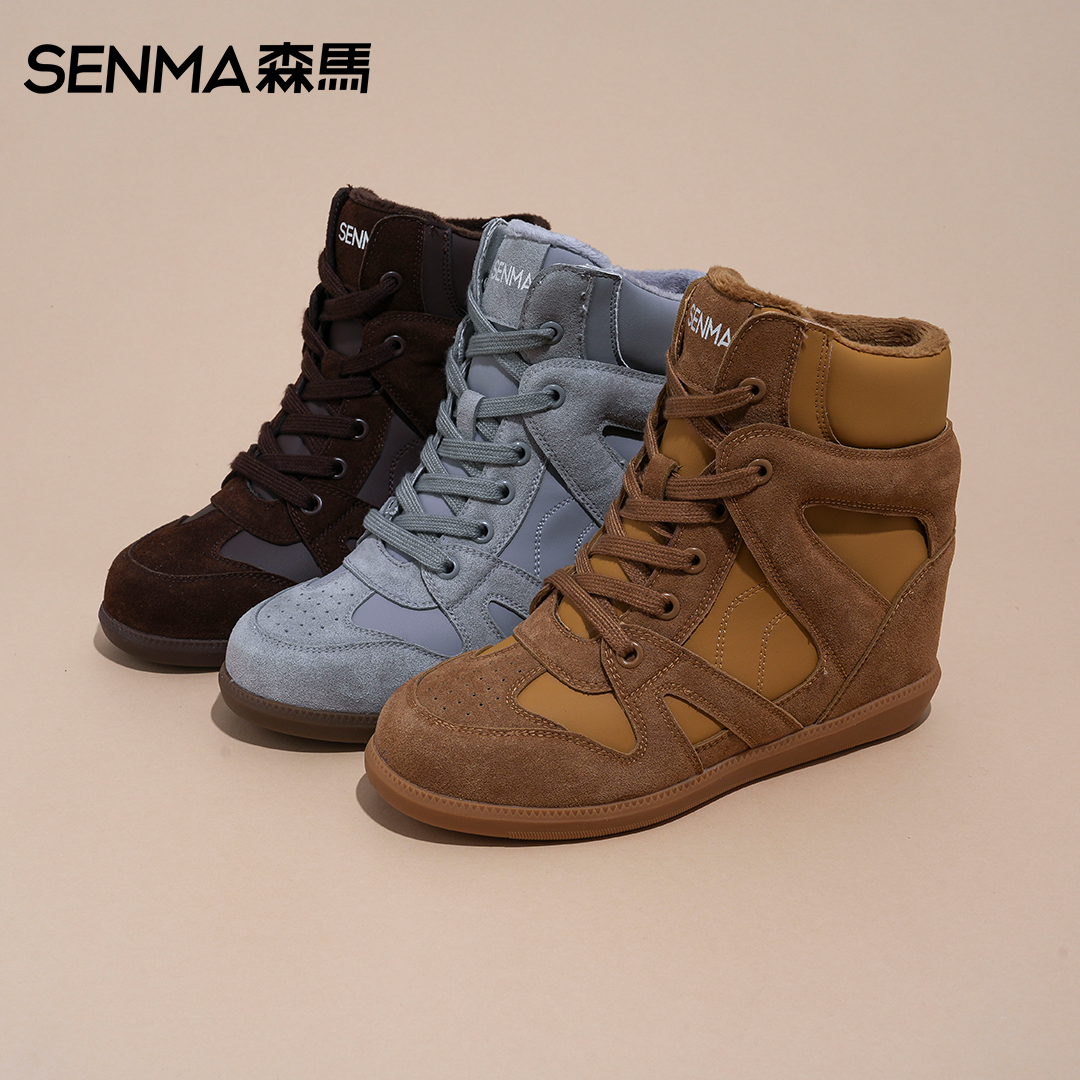 SENMA/森马2025秋冬高帮加绒阿甘雪地靴休闲女鞋