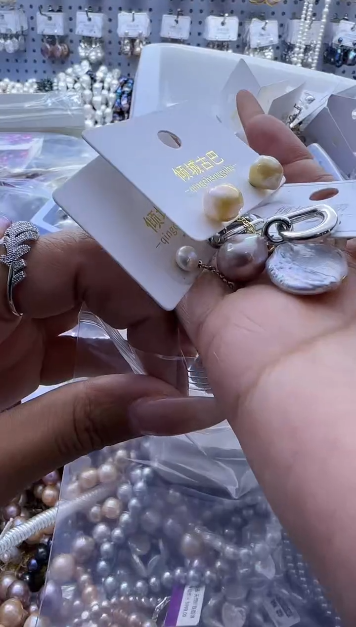 【闪购商品】淡水珍珠耳饰3个银S925镶嵌509