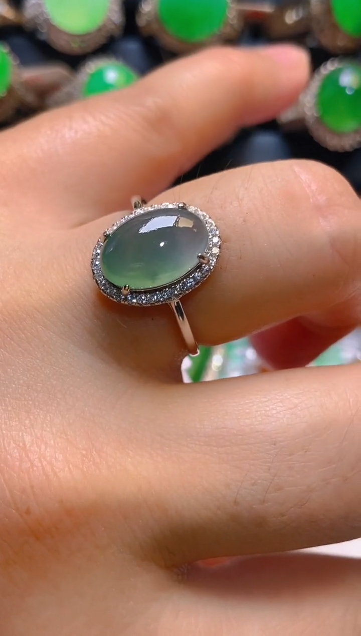 【闪购商品】翡翠耳饰银S925镶嵌天然A货翡翠1