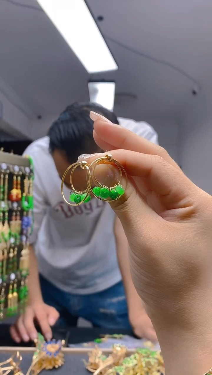 【闪购商品】翡翠耳饰合金366翡翠耳钉